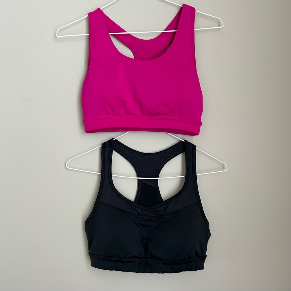 Tek Gear Lot of 2 Racerback Tank Style Compression Sports Bra Running Yoga Sz S